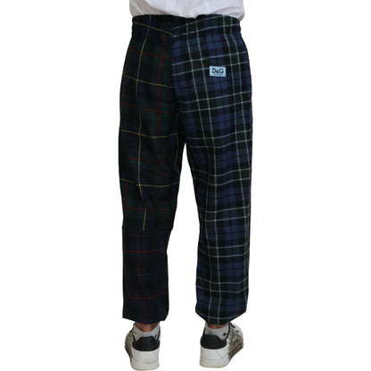 Dolce & Gabbana Multicolor Checkered Wool Men Jogger Pants Dolce & Gabbana