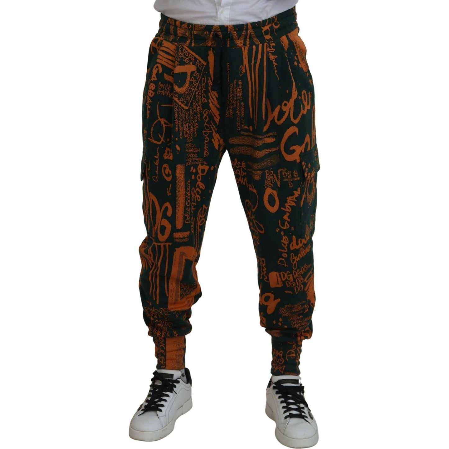 Dolce & Gabbana Multicolor Logo Print Silk Cargo Jogger Pants Dolce & Gabbana
