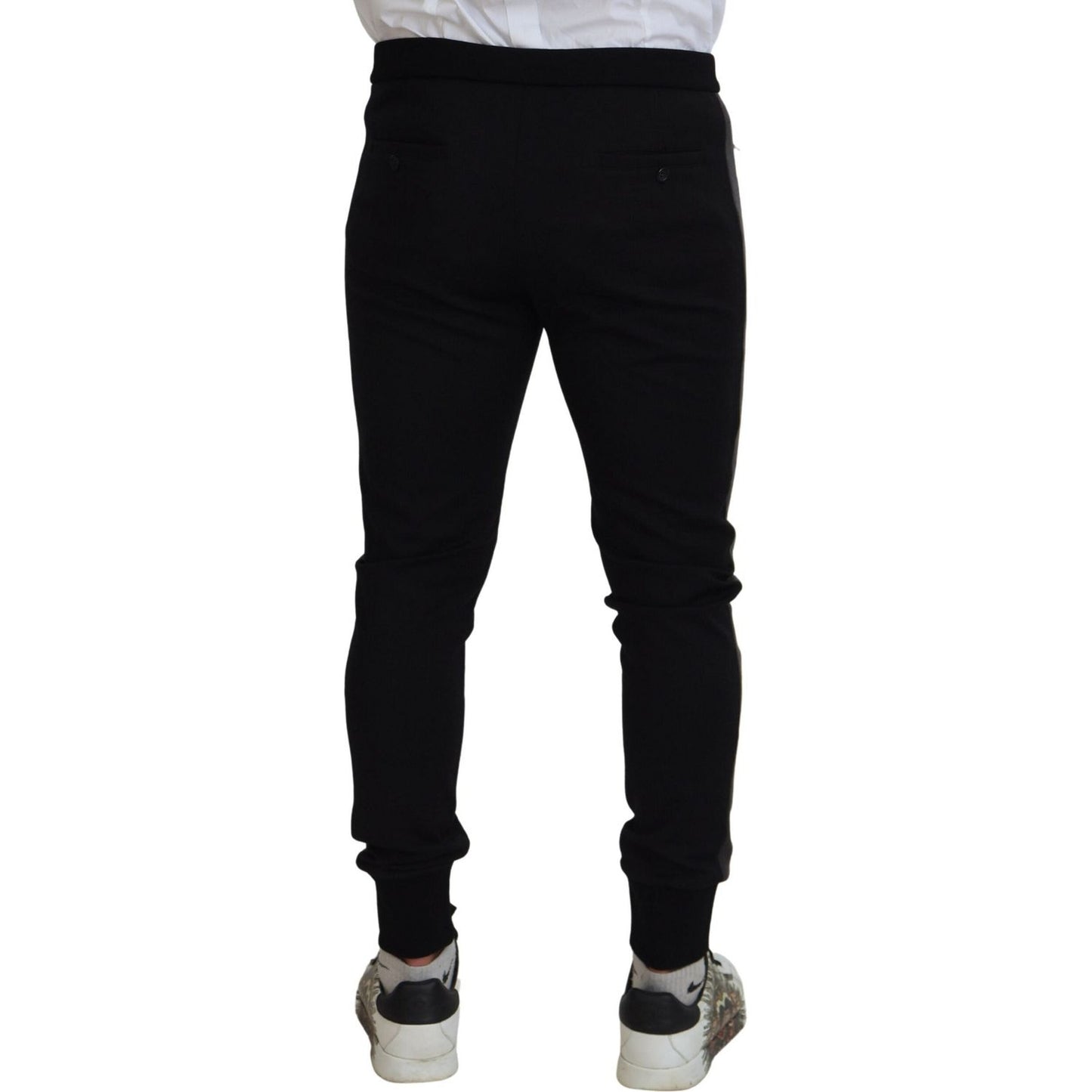 Dolce & Gabbana Black Wool Horseshoe Jogger Pants