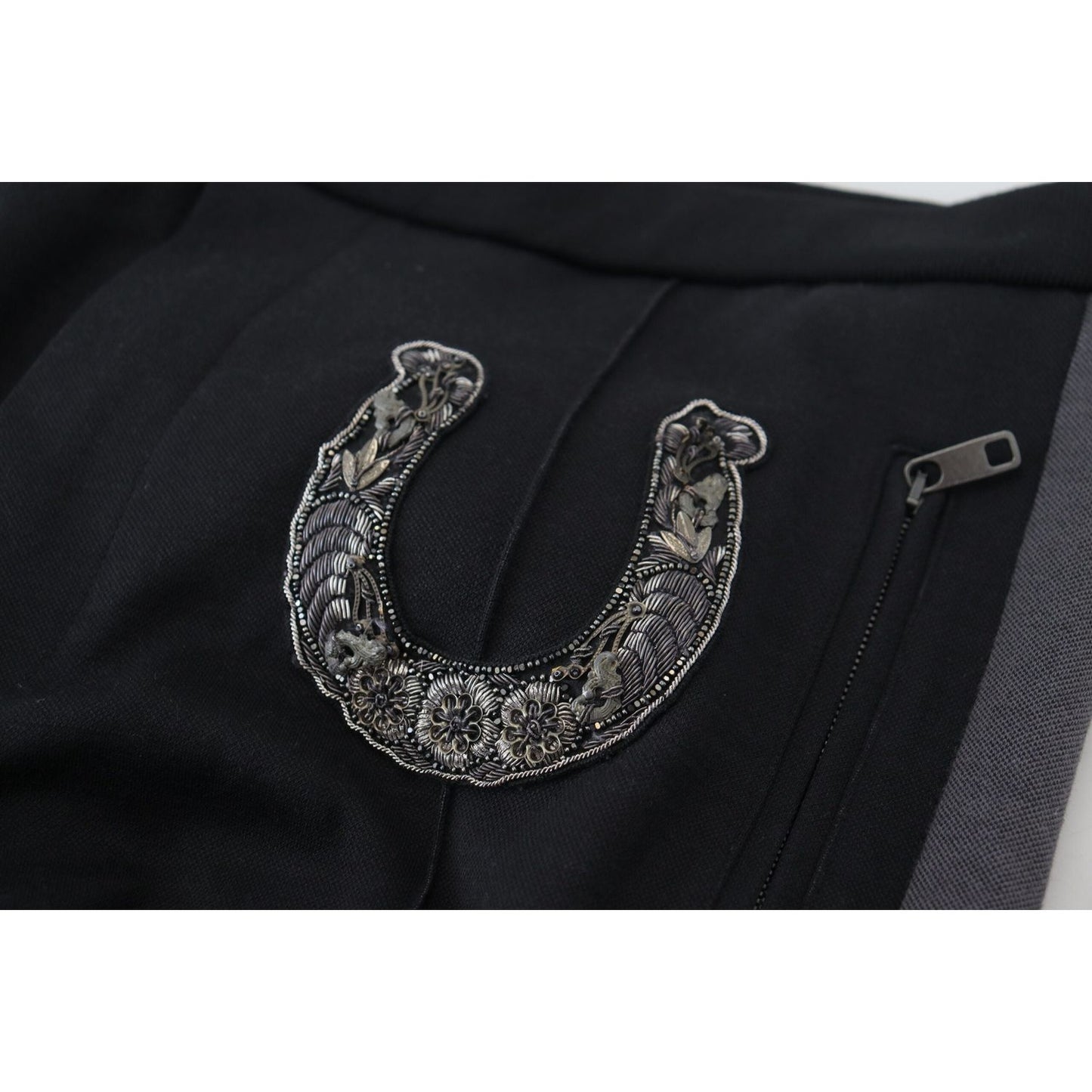 Dolce & Gabbana Black Wool Horseshoe Jogger Pants