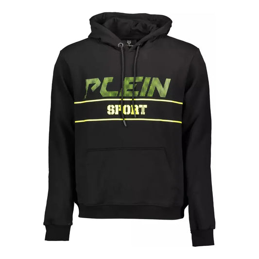 Plein Sport Sleek Black Hooded Sweatshirt with Bold Accents Plein Sport