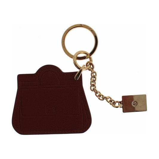 Dolce & Gabbana Brown Leather Miss SICILY Gold Finder Chain Keychain Dolce & Gabbana