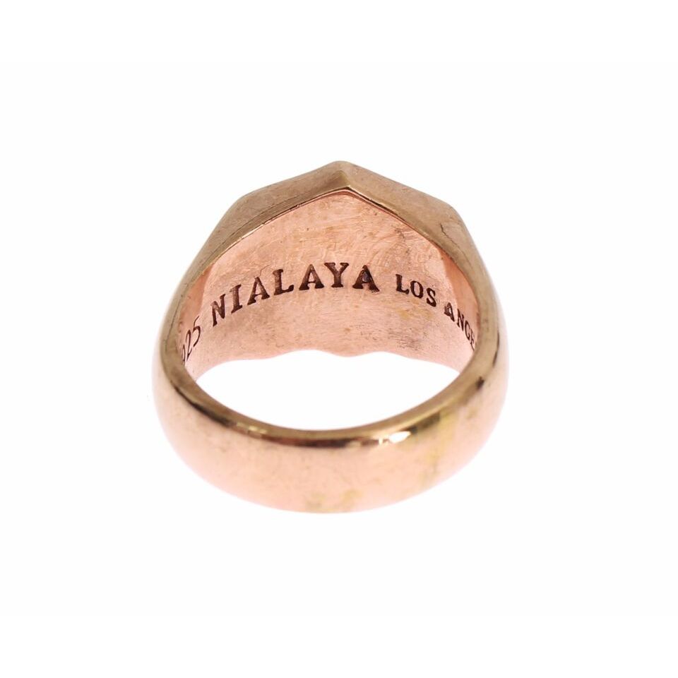 Nialaya Pink Gold 925 Silver Authentic Clear Ring
