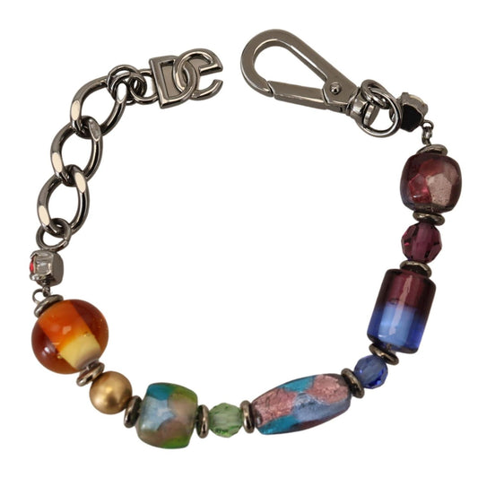 Dolce & Gabbana multicolor Silver Chain Brass Beaded Lobster Clasp Bracelet Dolce & Gabbana