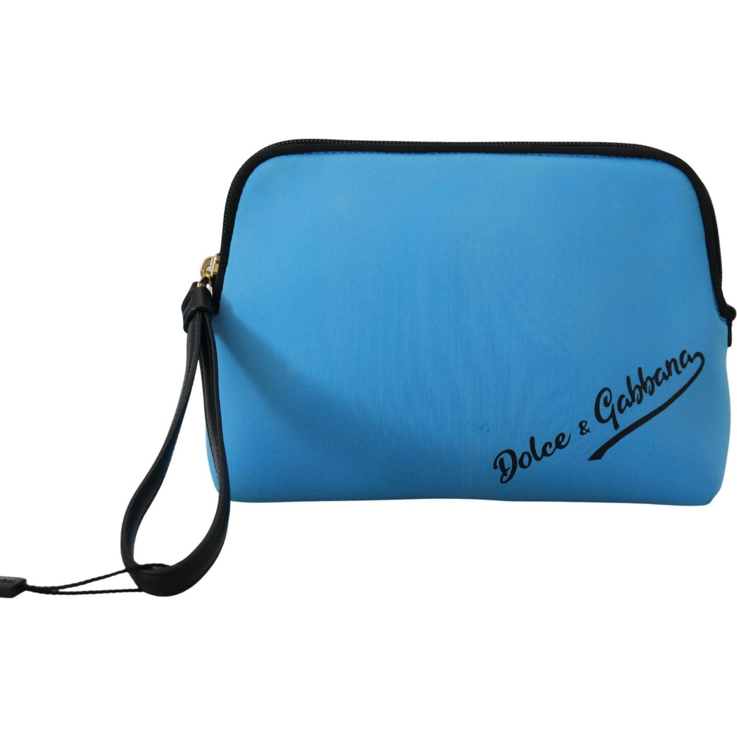 Dolce & Gabbana Blue Logo Print Hand Pouch Leopard Print Toiletry Bag Dolce & Gabbana