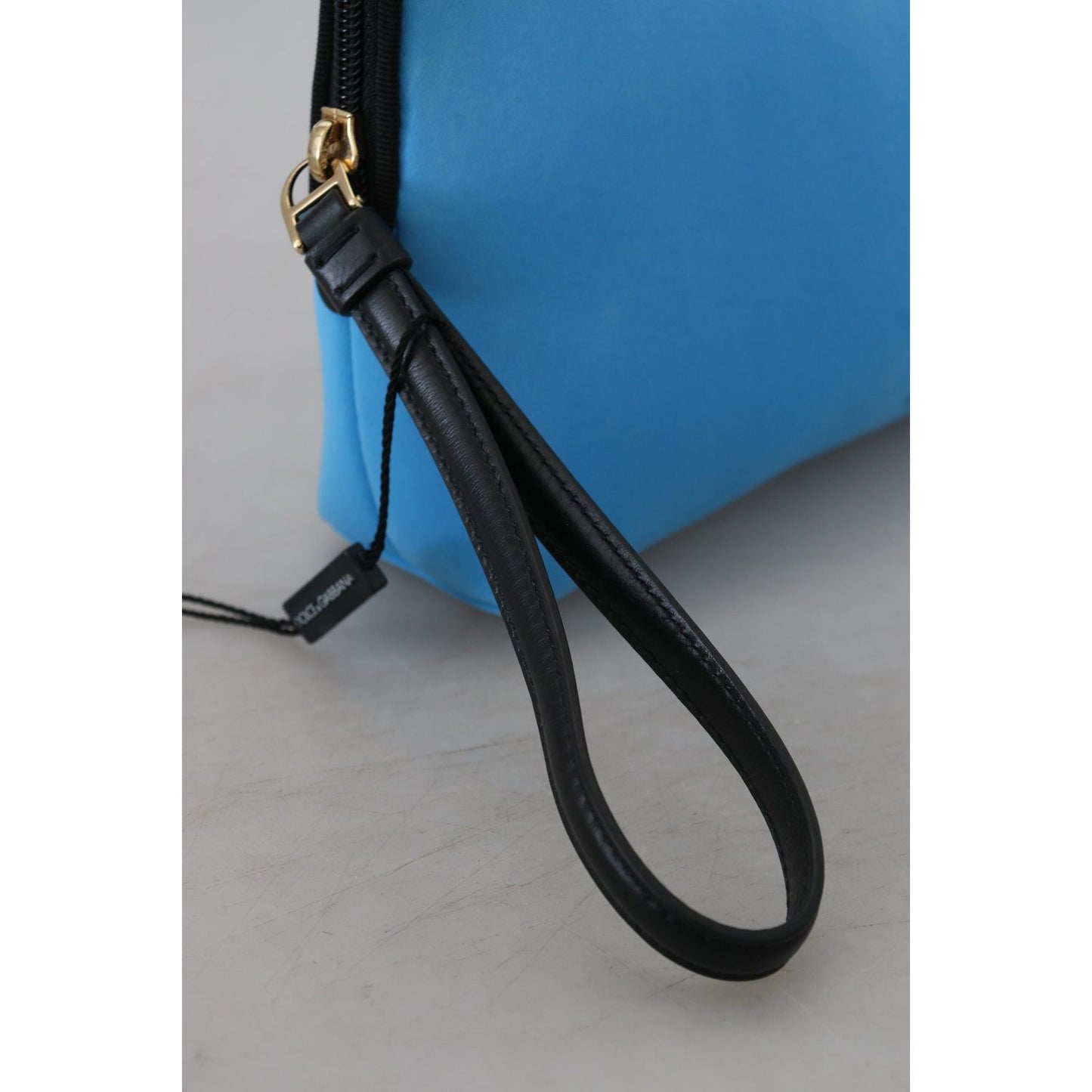 Dolce & Gabbana Blue Logo Print Hand Pouch Leopard Print Toiletry Bag Dolce & Gabbana