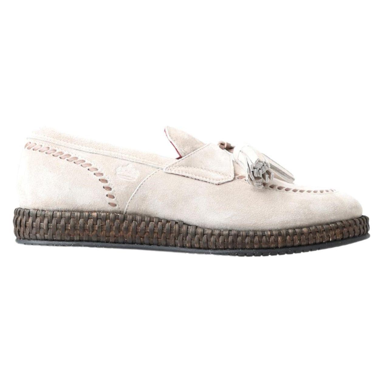 Dolce & Gabbana Ivory Suede Leather Men Espadrille Shoes Dolce & Gabbana