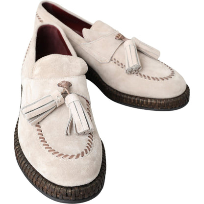 Dolce & Gabbana Ivory Suede Leather Men Espadrille Shoes Dolce & Gabbana