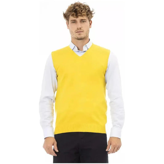 Alpha Studio Yellow Viscose Men Jacket Alpha Studio