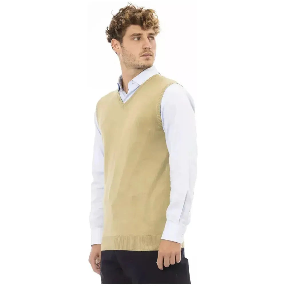 Alpha Studio Beige Viscose Men Jacket Alpha Studio