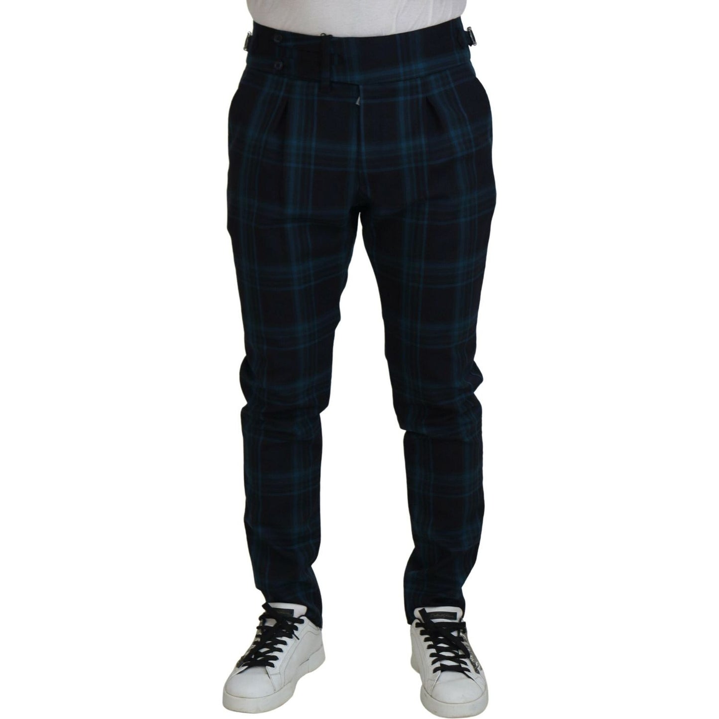 Dolce & Gabbana Blue Purple Plaid Wool Trousers Pants Dolce & Gabbana
