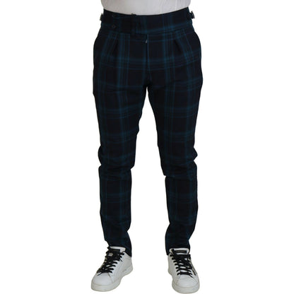 Dolce & Gabbana Blue Purple Plaid Wool Trousers Pants Dolce & Gabbana