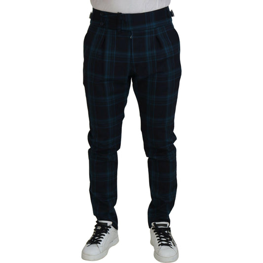 Dolce & Gabbana Blue Purple Plaid Wool Trousers Pants Dolce & Gabbana