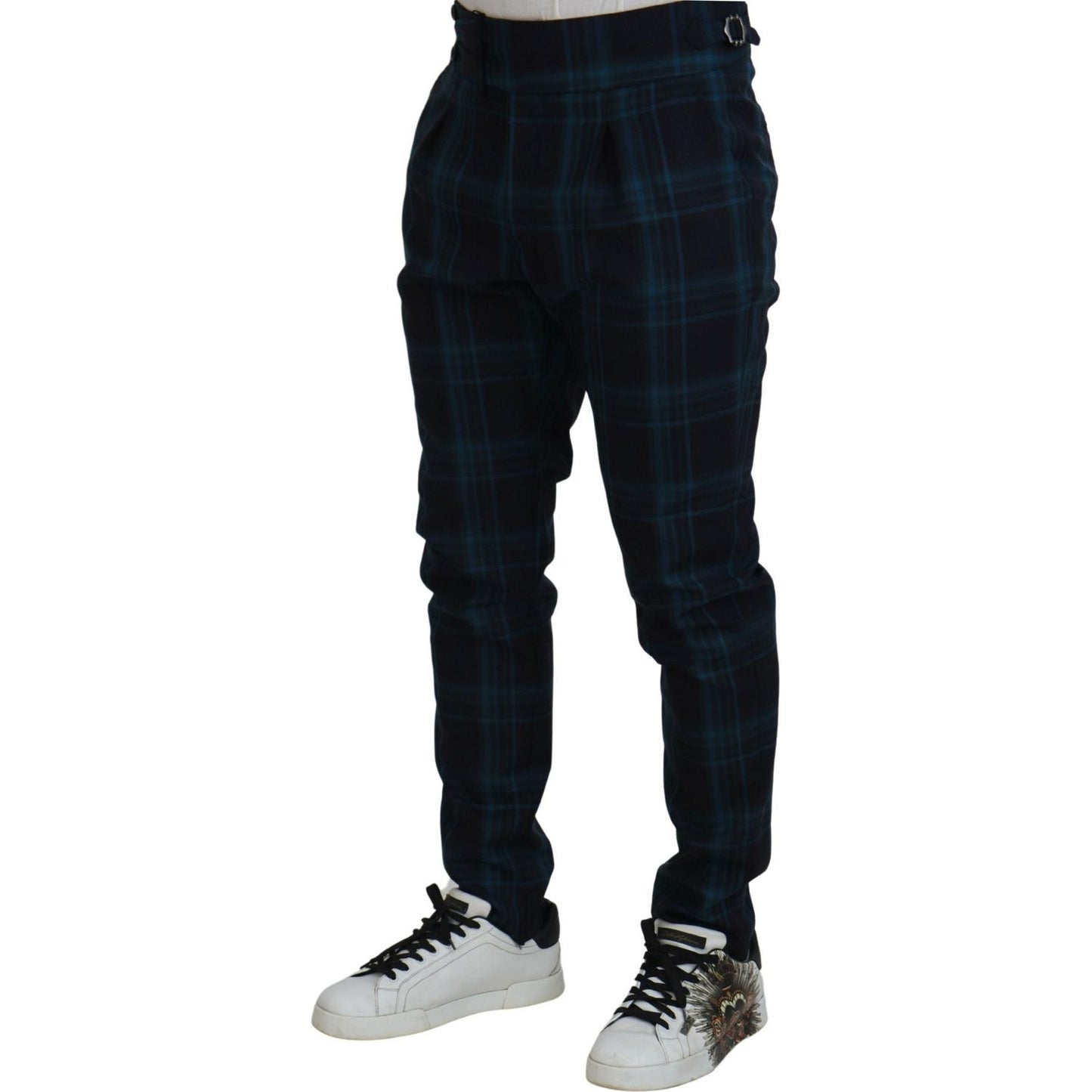 Dolce & Gabbana Blue Purple Plaid Wool Trousers Pants Dolce & Gabbana
