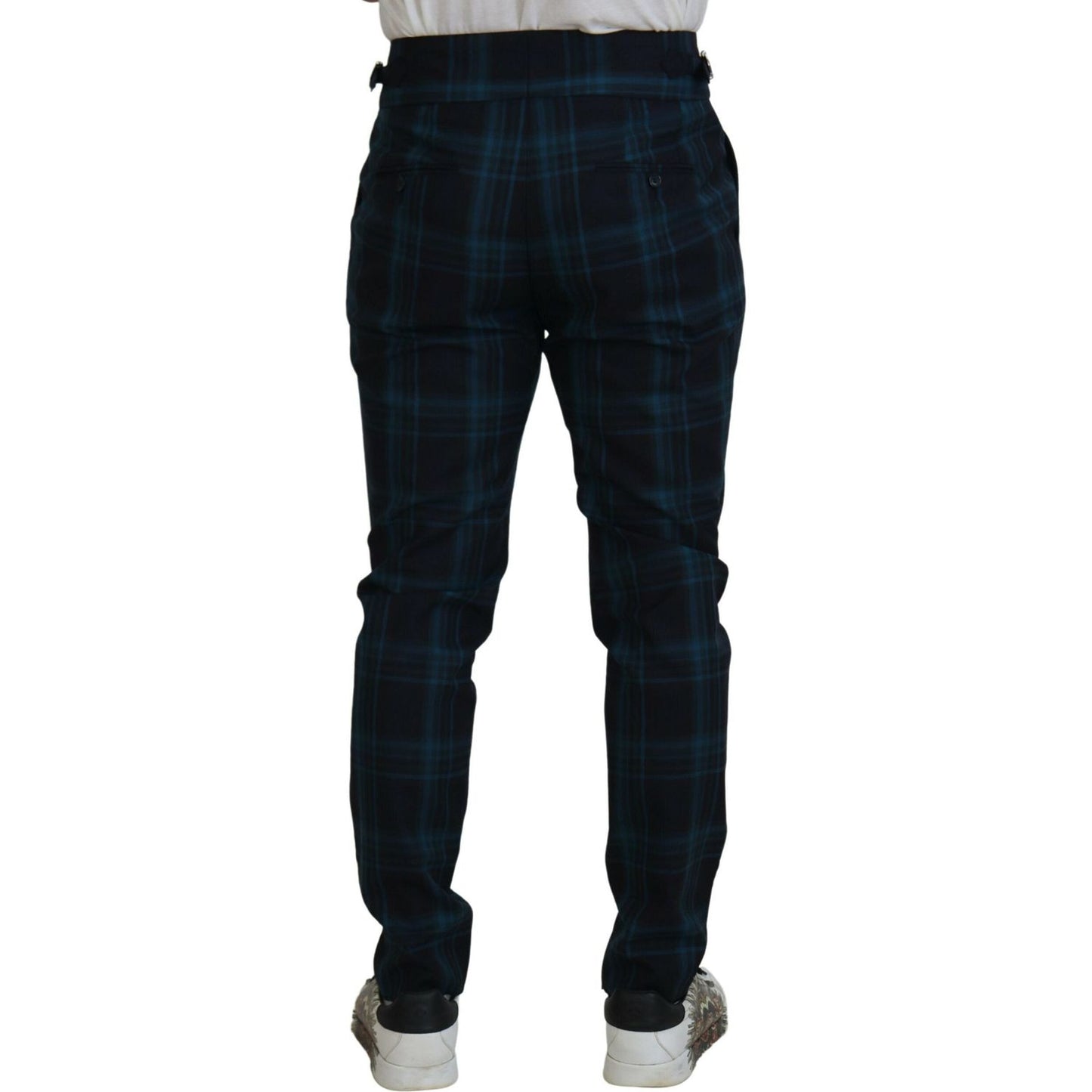 Dolce & Gabbana Blue Purple Plaid Wool Trousers Pants Dolce & Gabbana