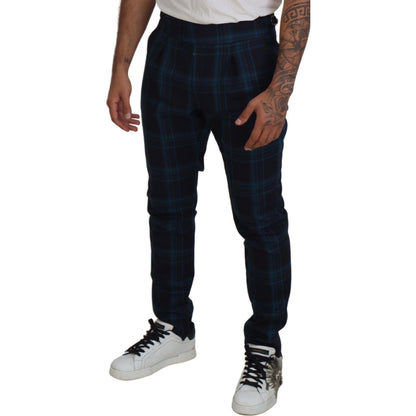 Dolce & Gabbana Blue Purple Plaid Wool Trousers Pants Dolce & Gabbana