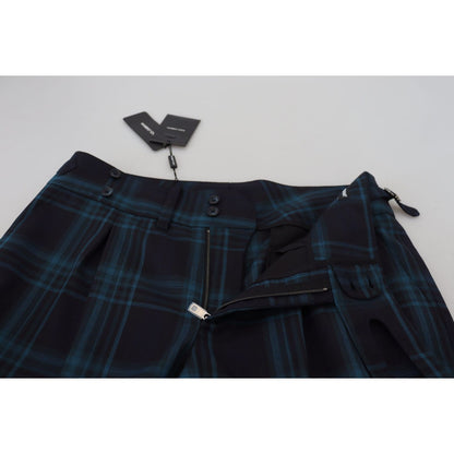 Dolce & Gabbana Blue Purple Plaid Wool Trousers Pants Dolce & Gabbana