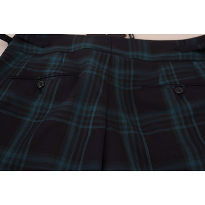 Dolce & Gabbana Blue Purple Plaid Wool Trousers Pants Dolce & Gabbana