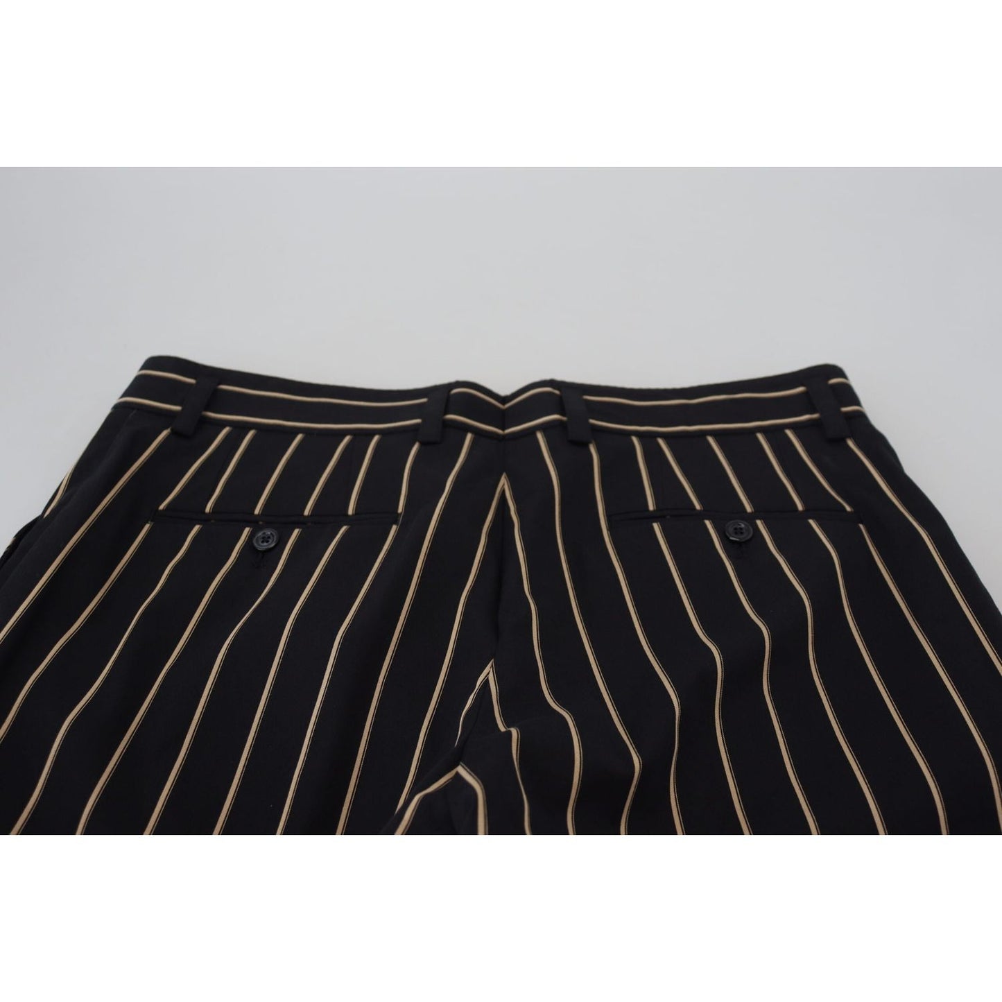 Dolce & Gabbana Black Beige Striped Cotton Stretch Pants Dolce & Gabbana