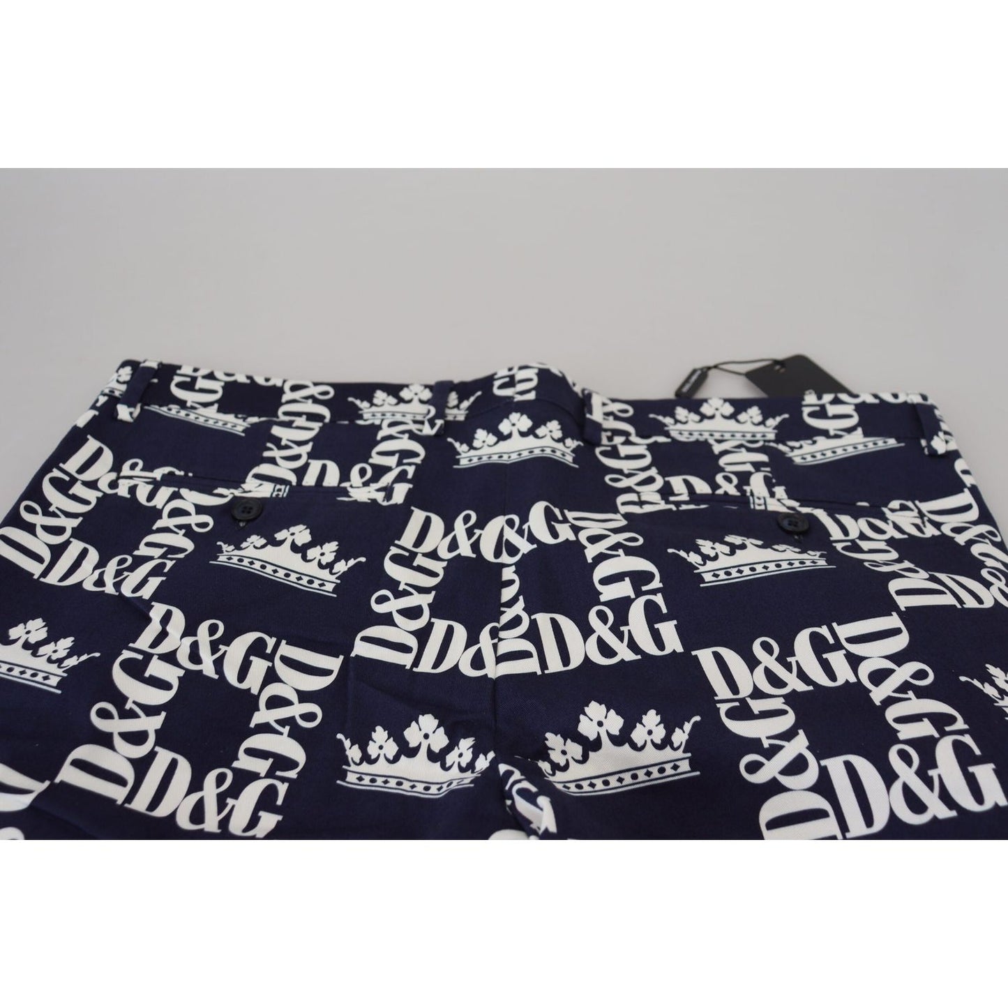 Dolce & Gabbana Blue Logo Print Cotton Chinos Shorts Dolce & Gabbana