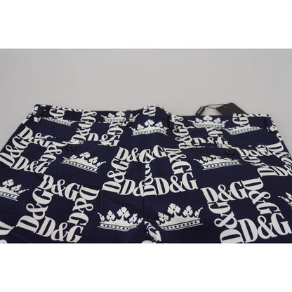 Dolce & Gabbana Blue Logo Print Cotton Chinos Shorts Dolce & Gabbana