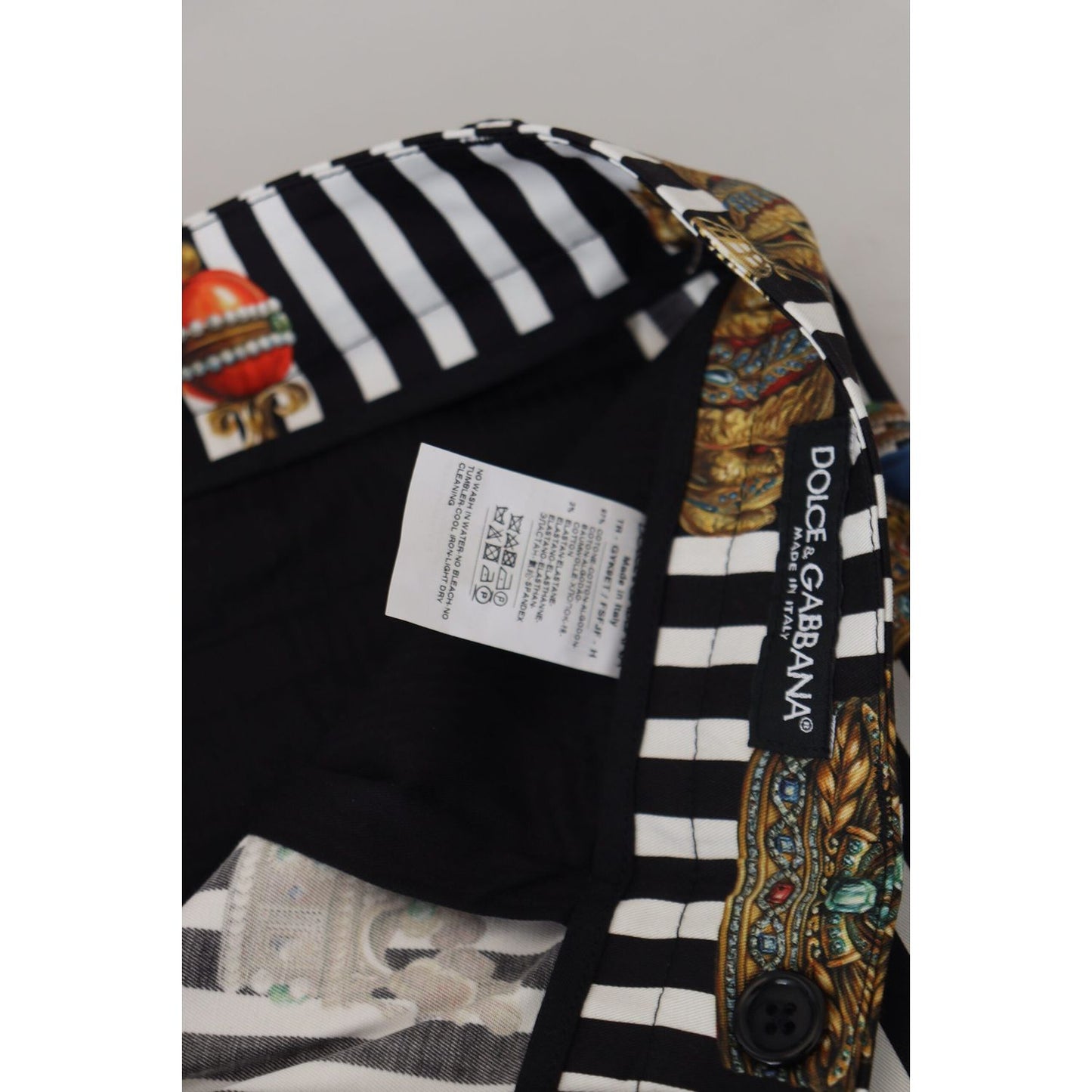 Dolce & Gabbana White Cotton Stretch Crown Trouser Pants Dolce & Gabbana