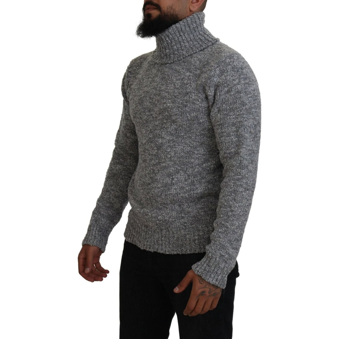 Dolce & Gabbana Gray Wool Knit Turtleneck Pullover Sweater Dolce & Gabbana