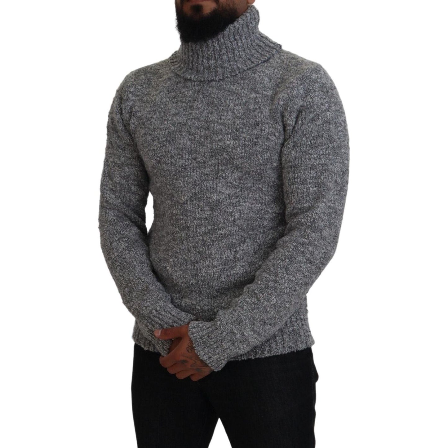 Dolce & Gabbana Gray Wool Knit Turtleneck Pullover Sweater Dolce & Gabbana
