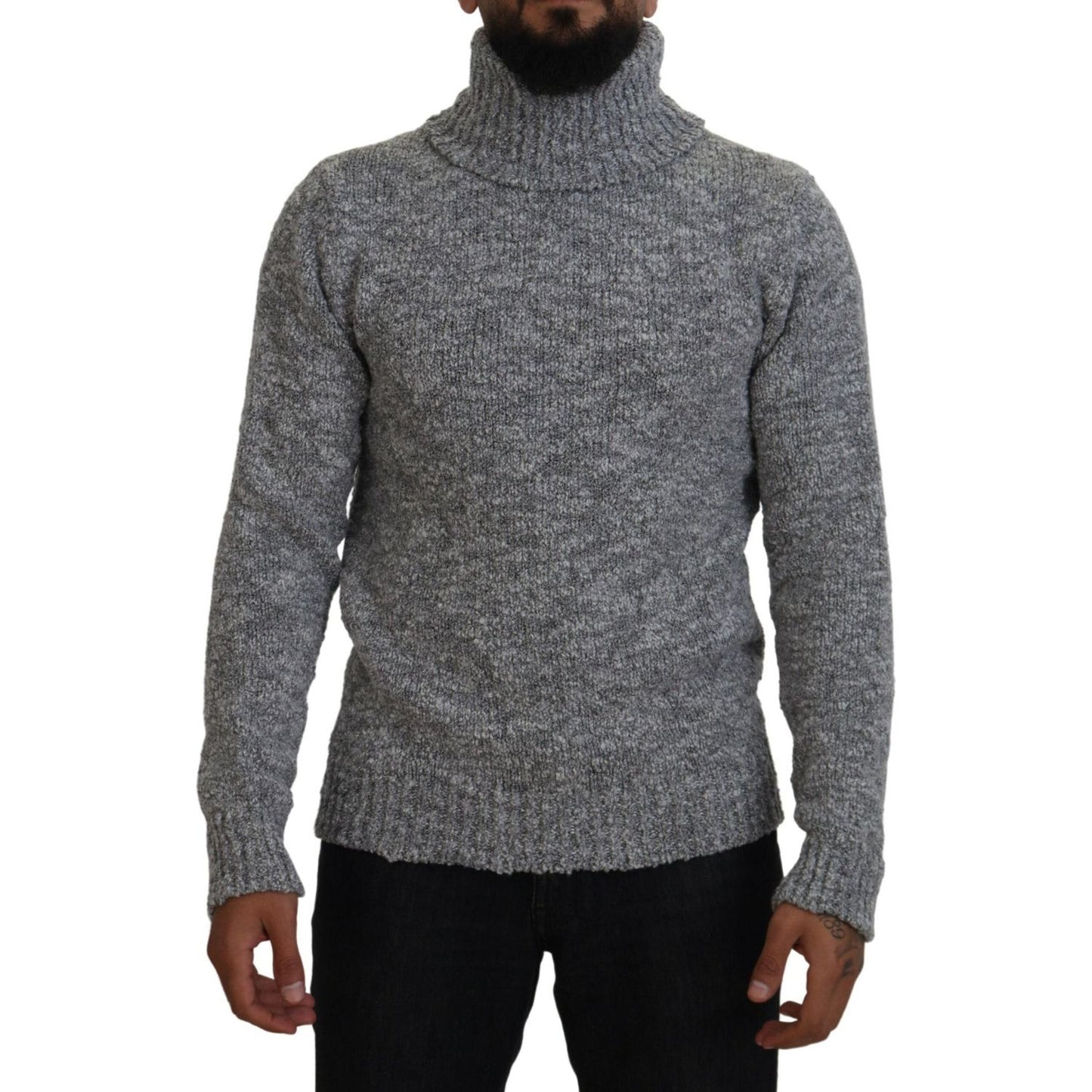 Dolce & Gabbana Gray Wool Knit Turtleneck Pullover Sweater Dolce & Gabbana