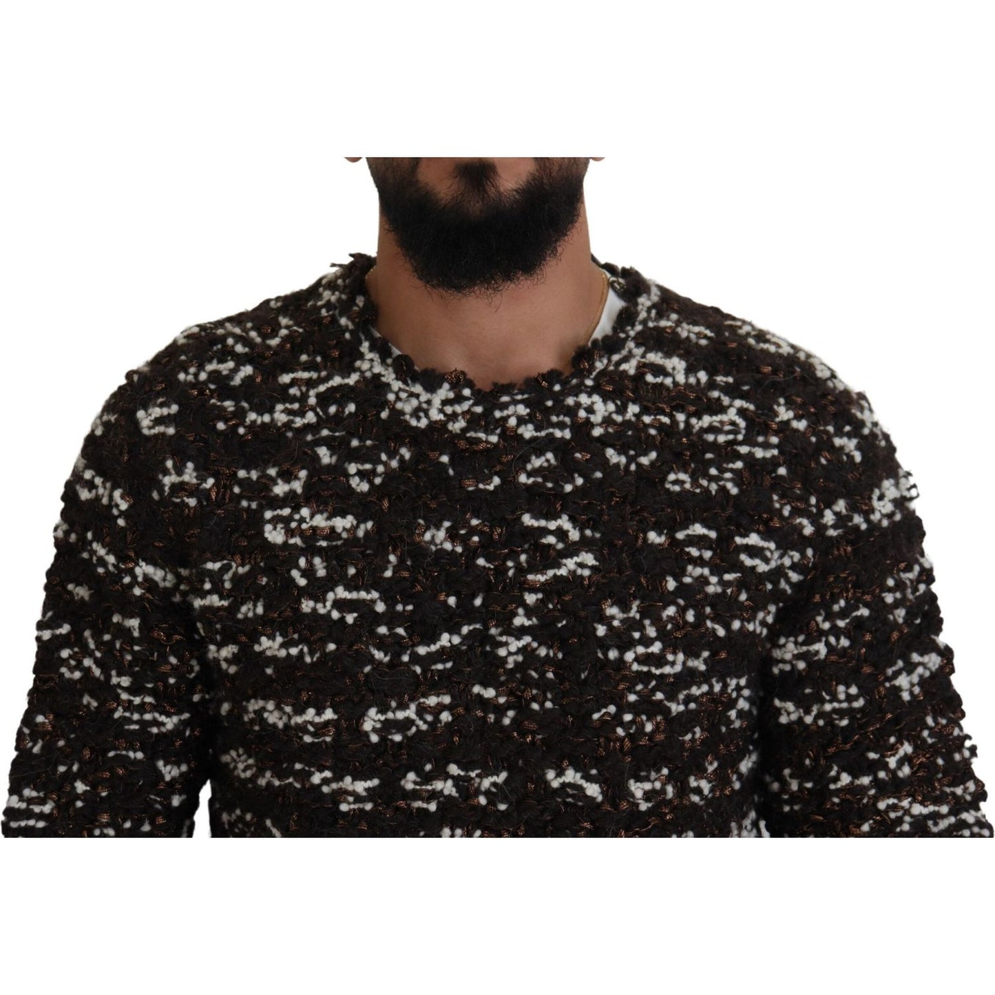 Dolce & Gabbana Brown Knitted Wool Fatto A Mano Sweater Dolce & Gabbana