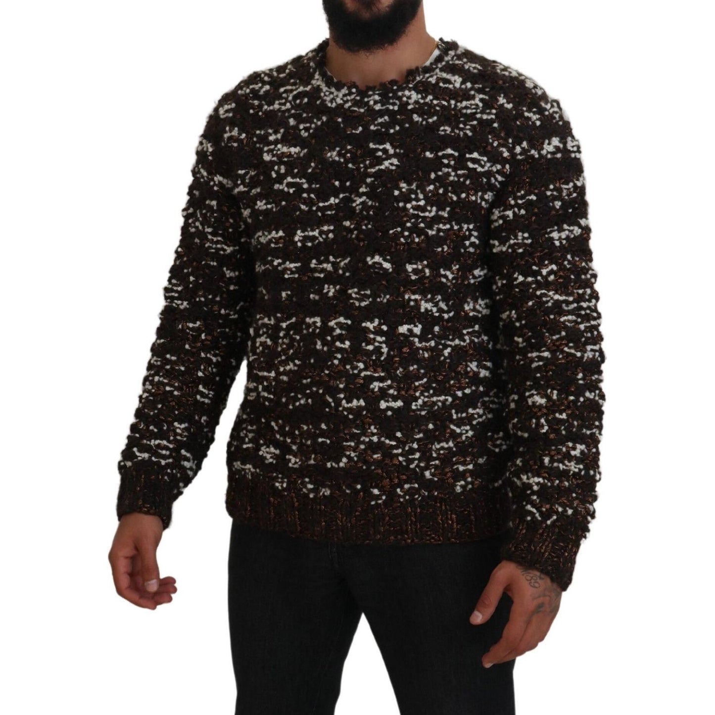 Dolce & Gabbana Brown Knitted Wool Fatto A Mano Sweater Dolce & Gabbana
