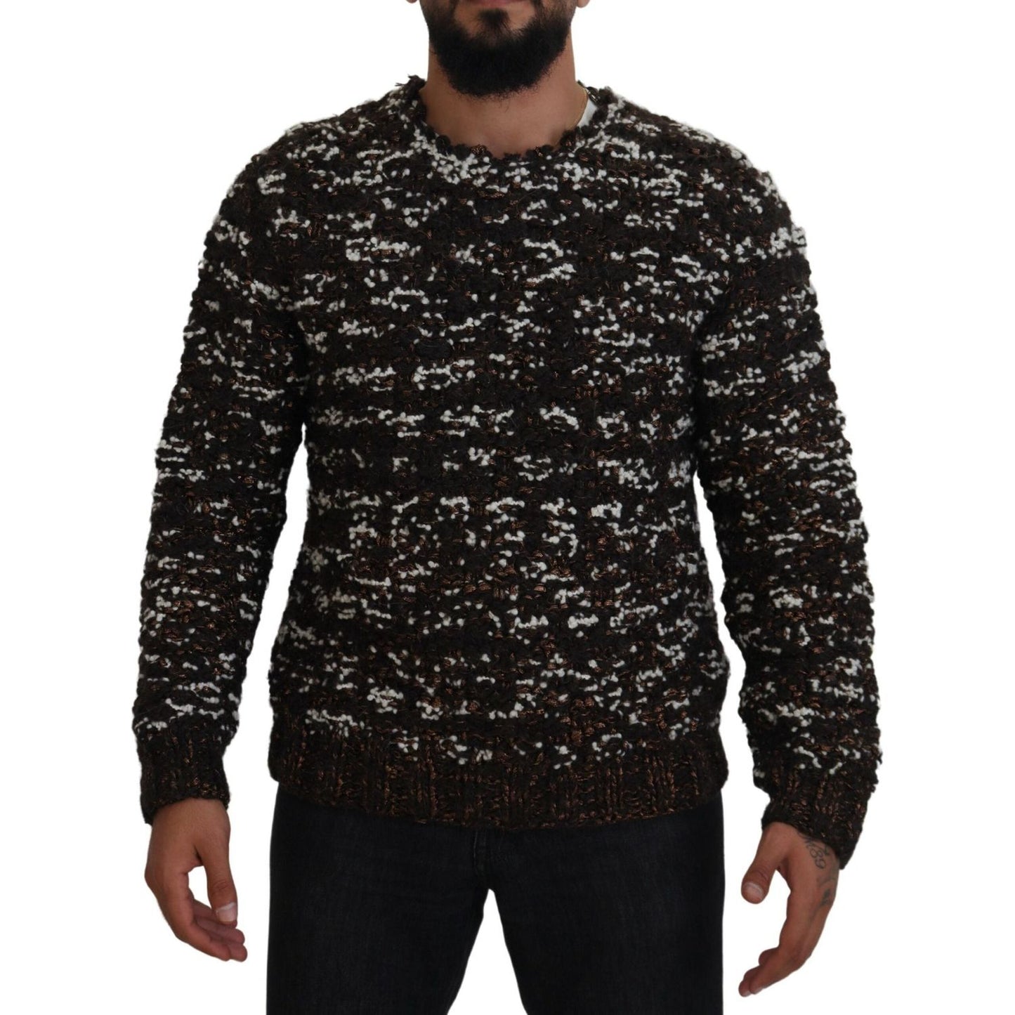 Dolce & Gabbana Brown Knitted Wool Fatto A Mano Sweater Dolce & Gabbana