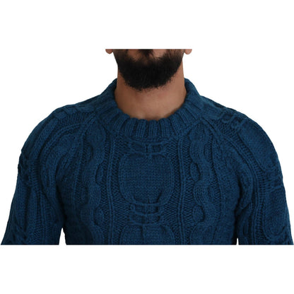 Dolce & Gabbana Blue Knitted Wool Alpaca Pullover Sweater Dolce & Gabbana