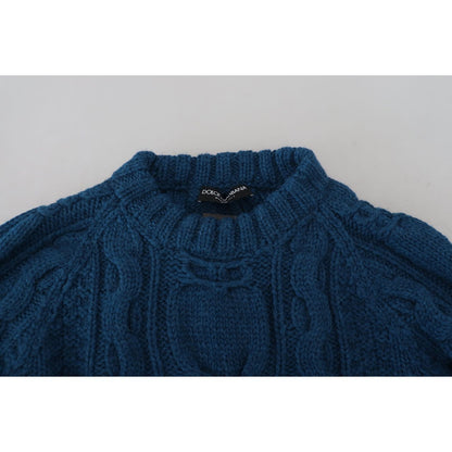 Dolce & Gabbana Blue Knitted Wool Alpaca Pullover Sweater Dolce & Gabbana