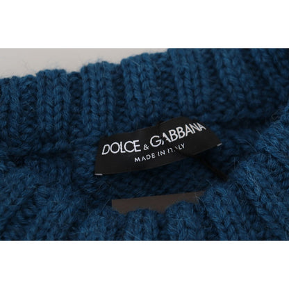 Dolce & Gabbana Blue Knitted Wool Alpaca Pullover Sweater Dolce & Gabbana