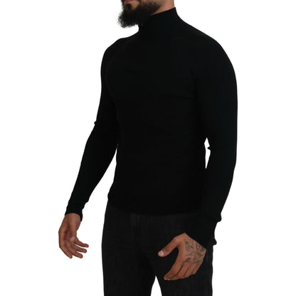 Dolce & Gabbana Black Half Zip Turtleneck Pullover Sweater Dolce & Gabbana
