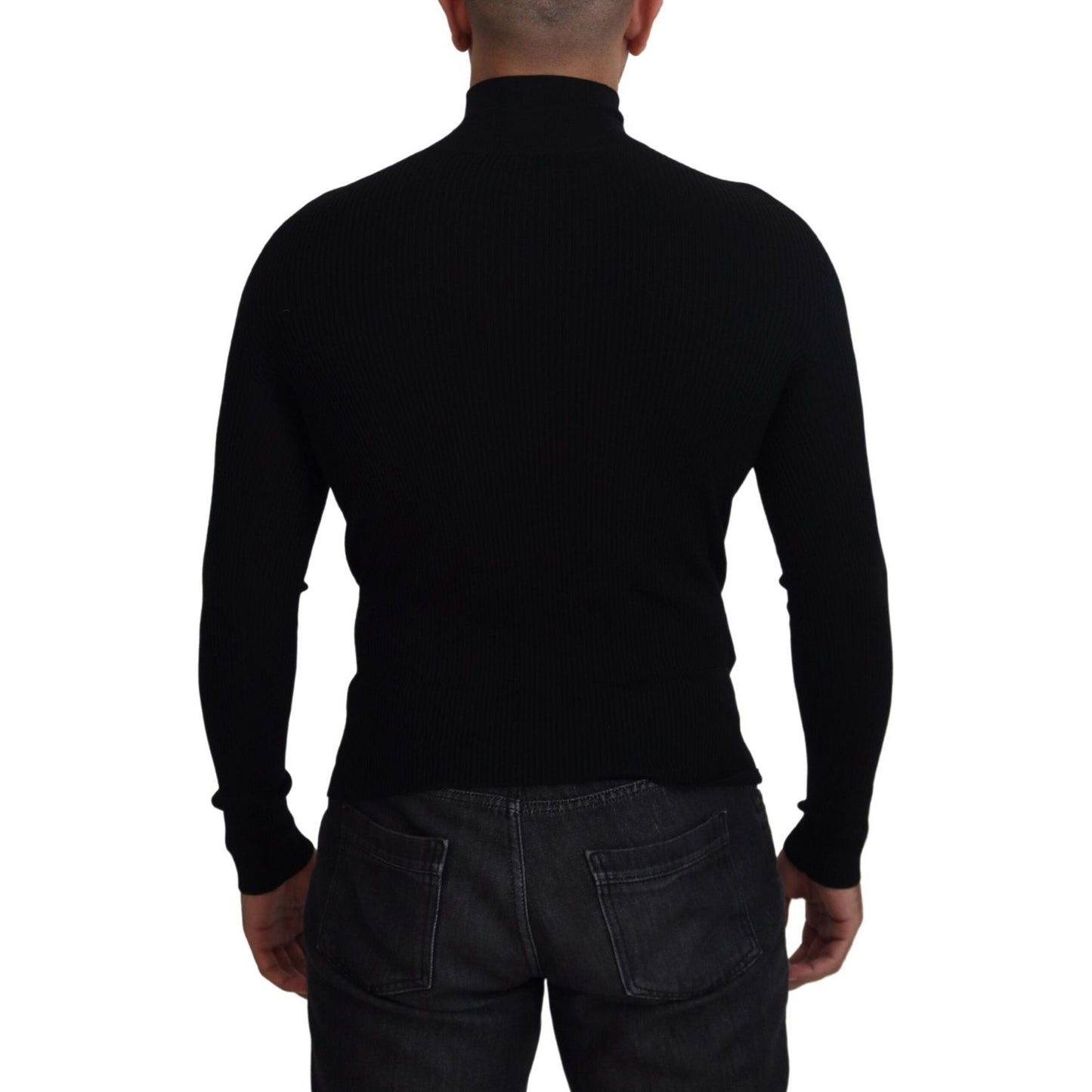 Dolce & Gabbana Black Half Zip Turtleneck Pullover Sweater Dolce & Gabbana