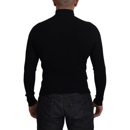 Dolce & Gabbana Black Half Zip Turtleneck Pullover Sweater Dolce & Gabbana