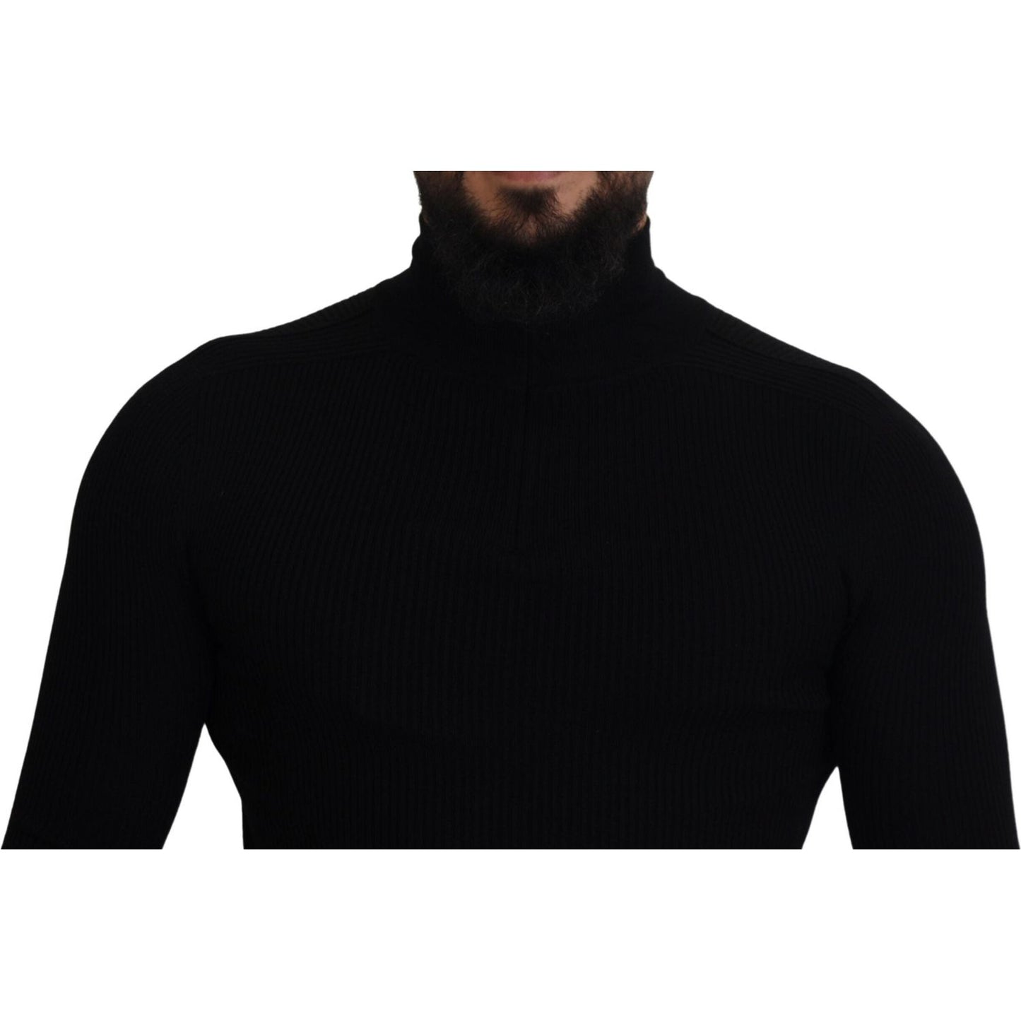 Dolce & Gabbana Black Half Zip Turtleneck Pullover Sweater Dolce & Gabbana
