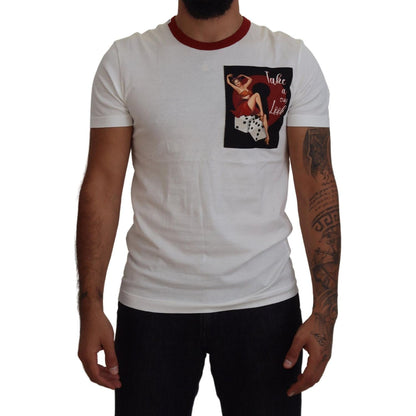 Dolce & Gabbana Cotton White Logo Print Crewneck T-shirt Dolce & Gabbana