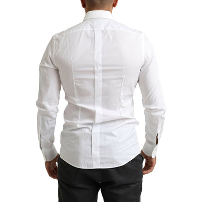 Dolce & Gabbana White Tuxedo Slim Fit Baroque Shirt Dolce & Gabbana