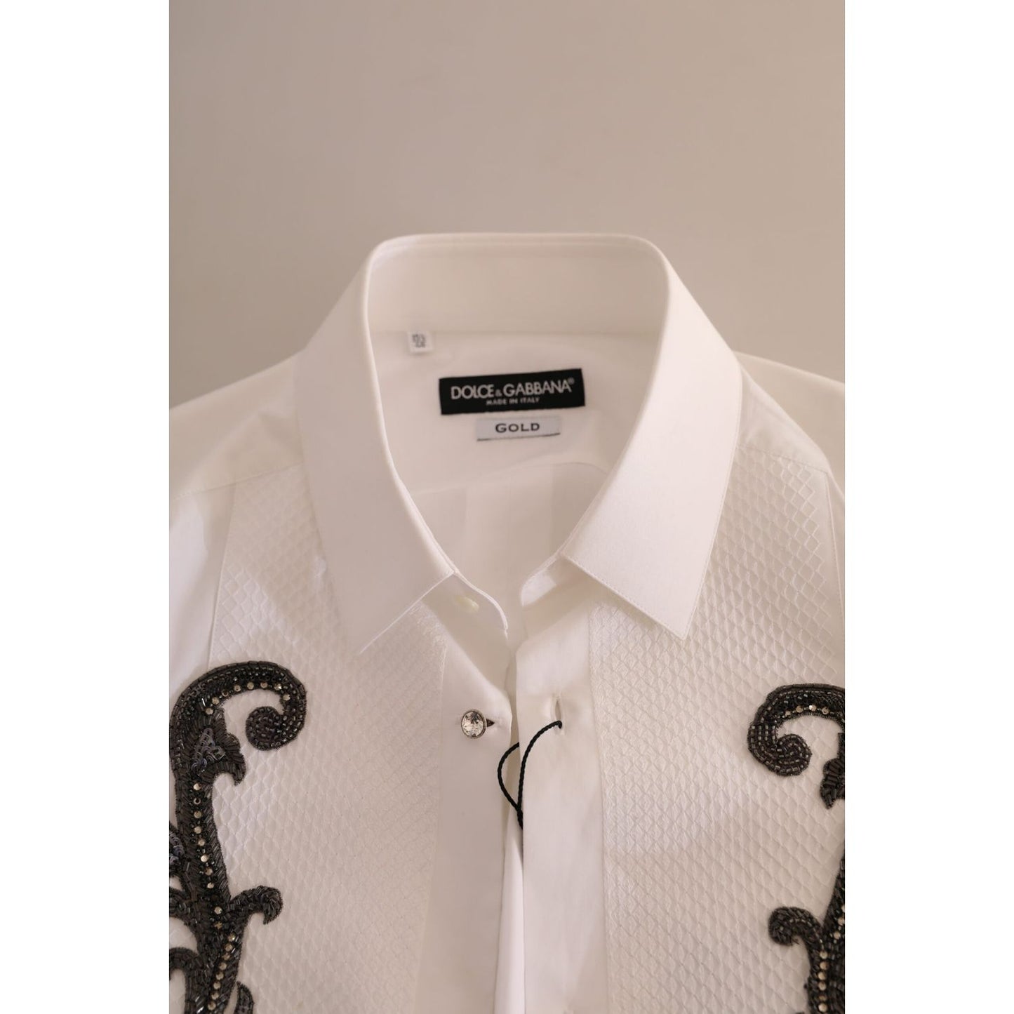 Dolce & Gabbana White Tuxedo Slim Fit Baroque Shirt Dolce & Gabbana