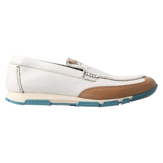 Dolce & Gabbana White Leather Loafers Moccasins Shoes Dolce & Gabbana