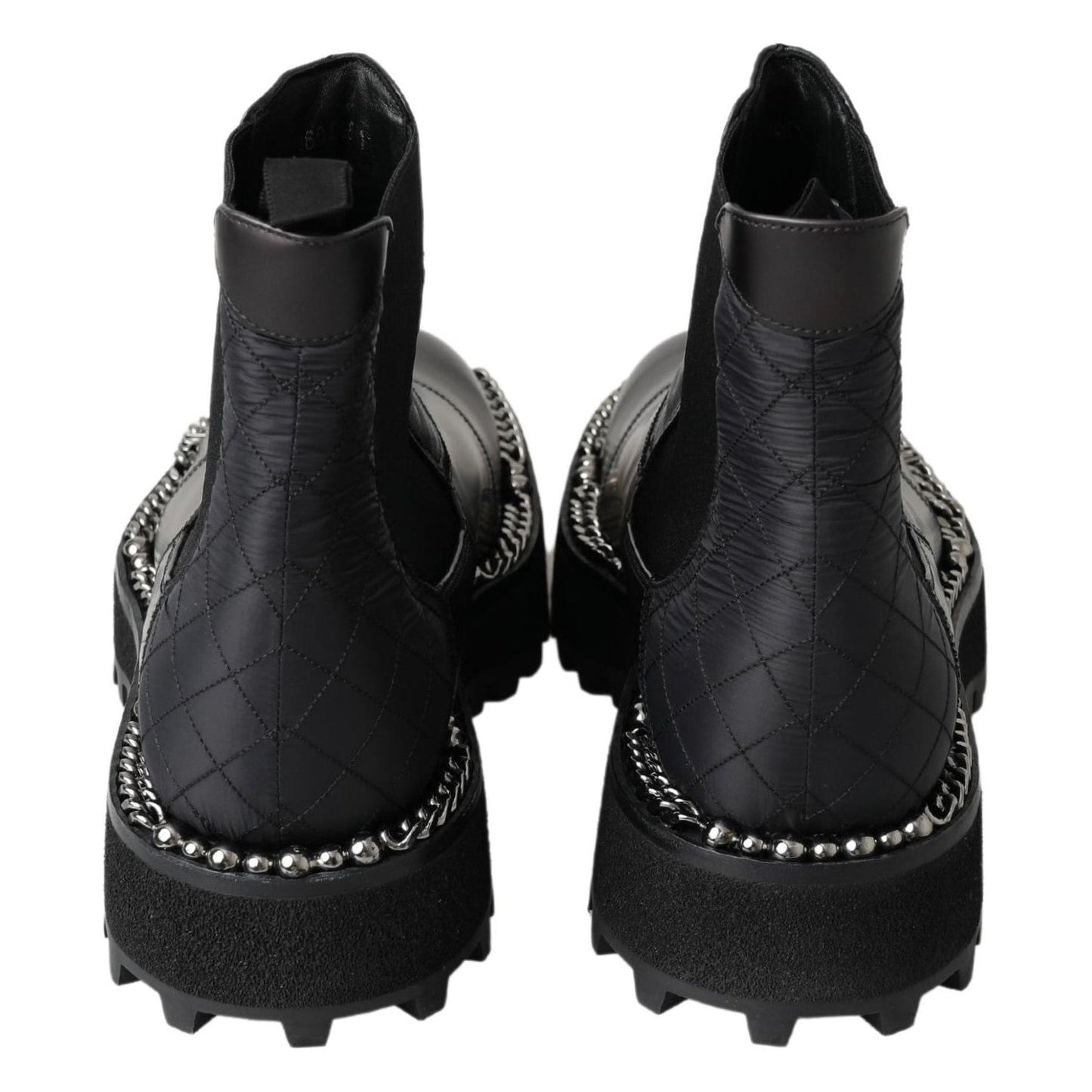 Dolce & Gabbana Black Leather Slip on Stretch Boots Dolce & Gabbana