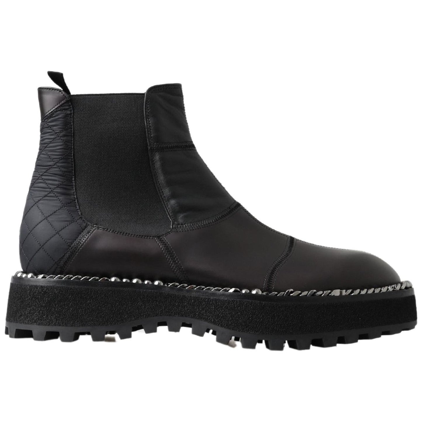 Dolce & Gabbana Black Leather Slip on Stretch Boots Dolce & Gabbana