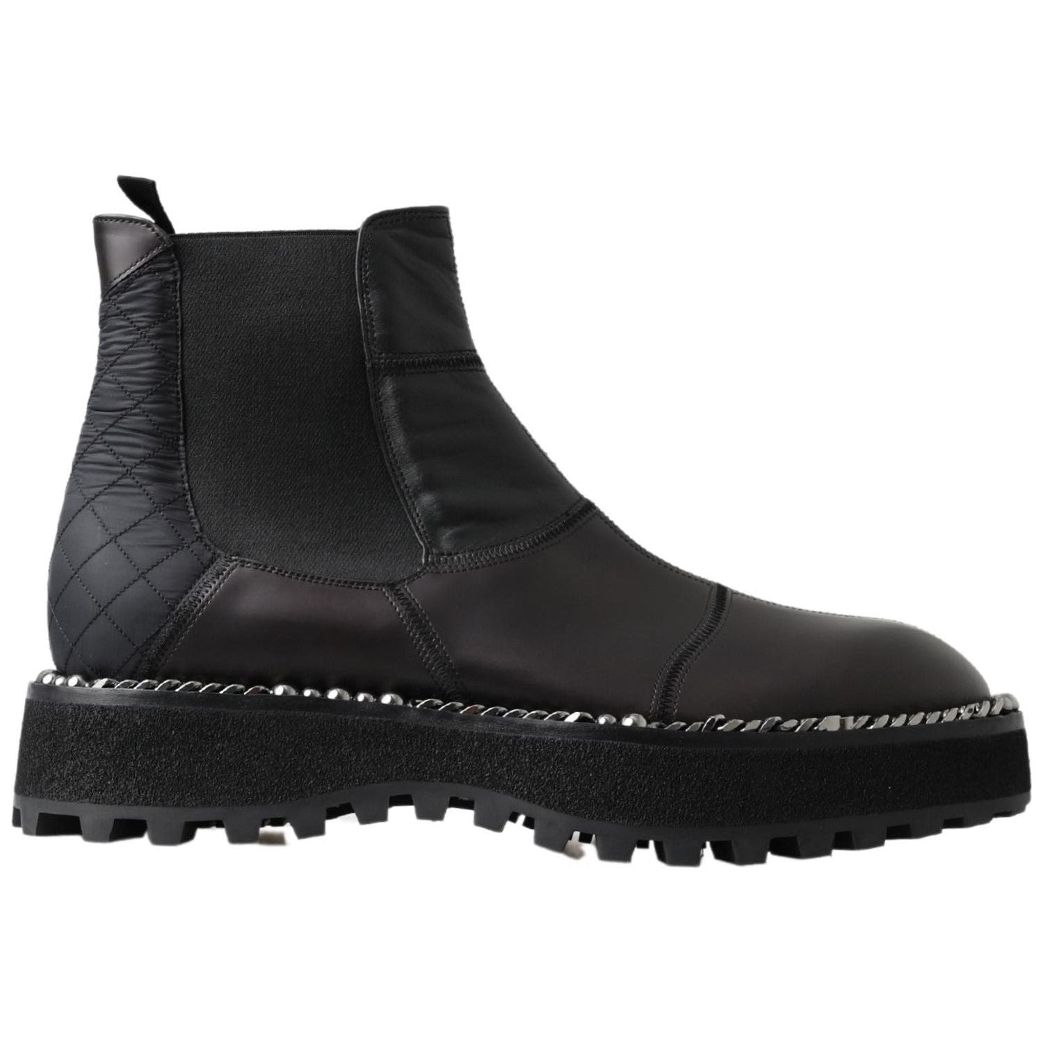 Dolce & Gabbana Black Leather Slip on Stretch Boots