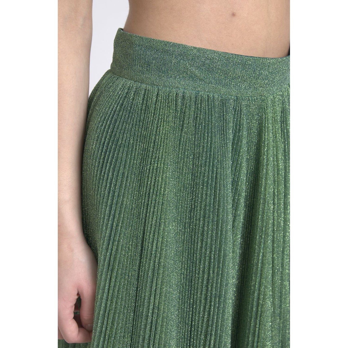 Dolce & Gabbana Metallic Green High Waist A-line Pleated Skirt Dolce & Gabbana