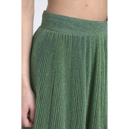 Dolce & Gabbana Metallic Green High Waist A-line Pleated Skirt Dolce & Gabbana