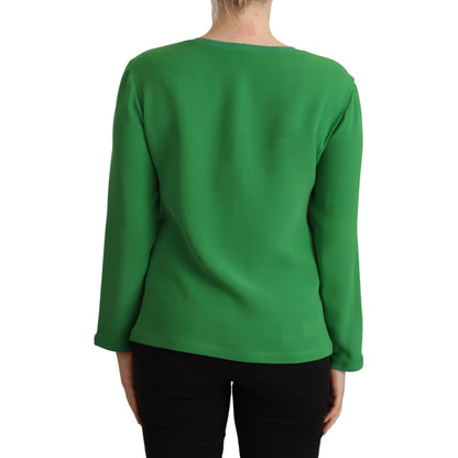 Armani Green Silk Long Sleeves Round Neck Sweater Armani
