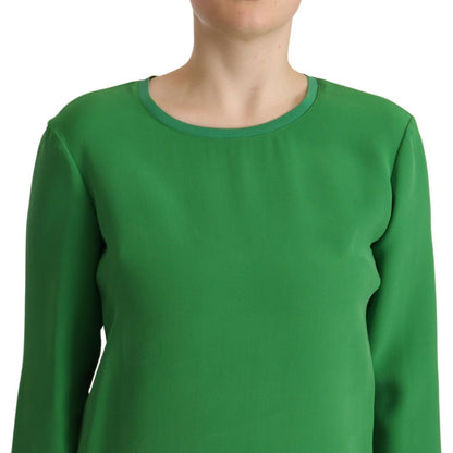 Armani Green Silk Long Sleeves Round Neck Sweater Armani